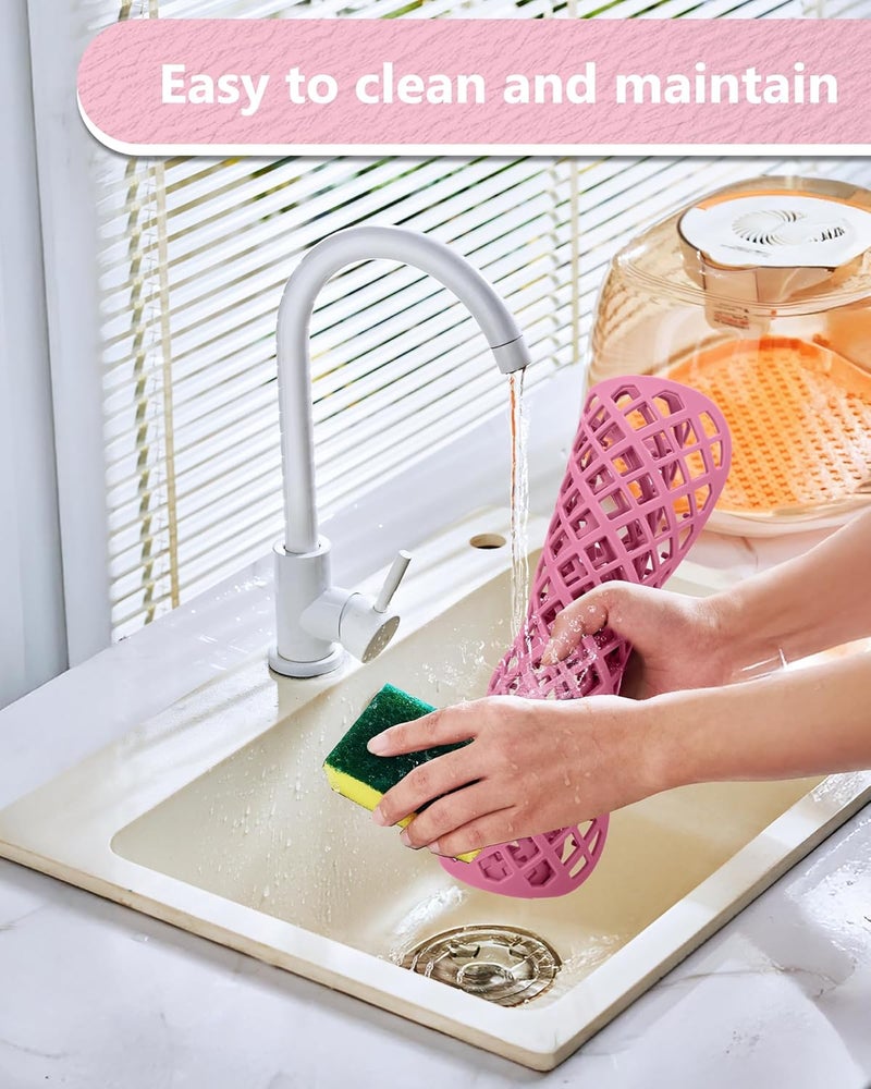 BEHOK Store 2 Pack Silicone Sink Protectors for Kitchen Sink, Lozenge Pattern 13 x 11 Inches Sink Mat, Non-Slip and Durable Sink Protector Silicone, Rear Drain, Pink - Image 4